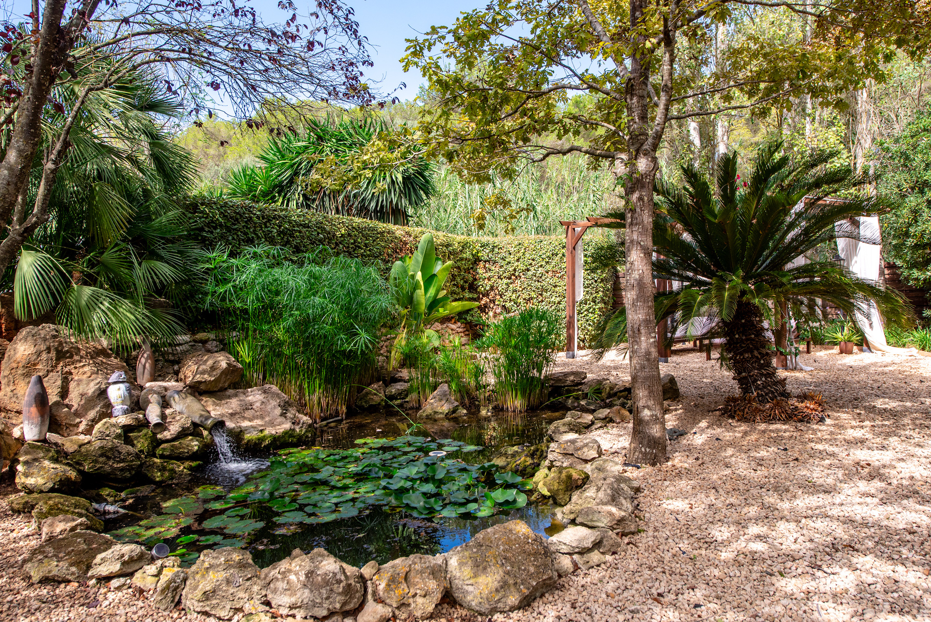 Resa Estates vastgoed te koop Ibiza Geraldine finca san lorenzo noorden garden vijver .jpg